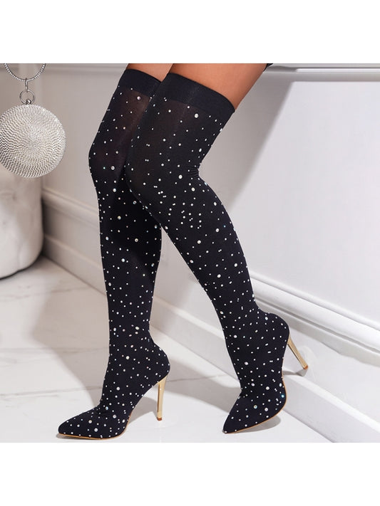 Rhinestone Stiletto Boots